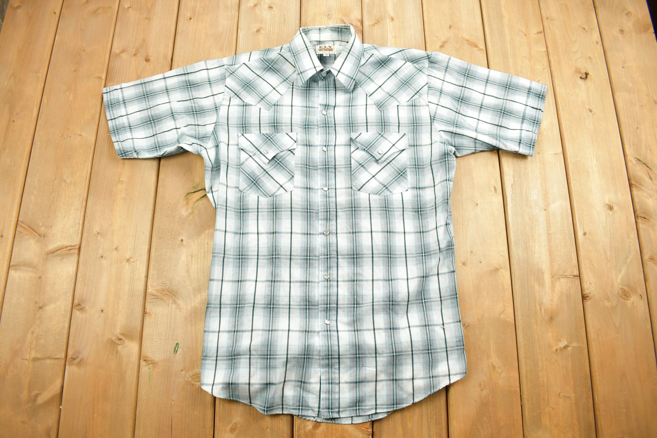 Vintage 1990s Ely Cattleman Western Flannel Button Up Short Sleeve Shirt