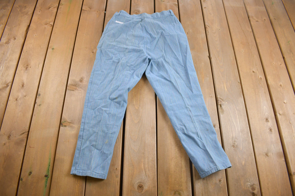Vintage 1980s Prairie Rose Pleated Striped Trousers Size 30 x 23.5