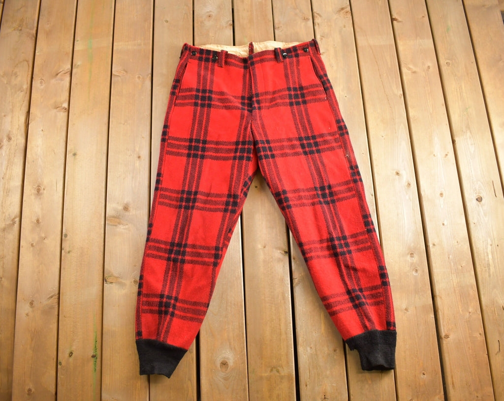 Vintage 1960s JC Higgins Buffalo Plaid Wool Pants Size 38x30