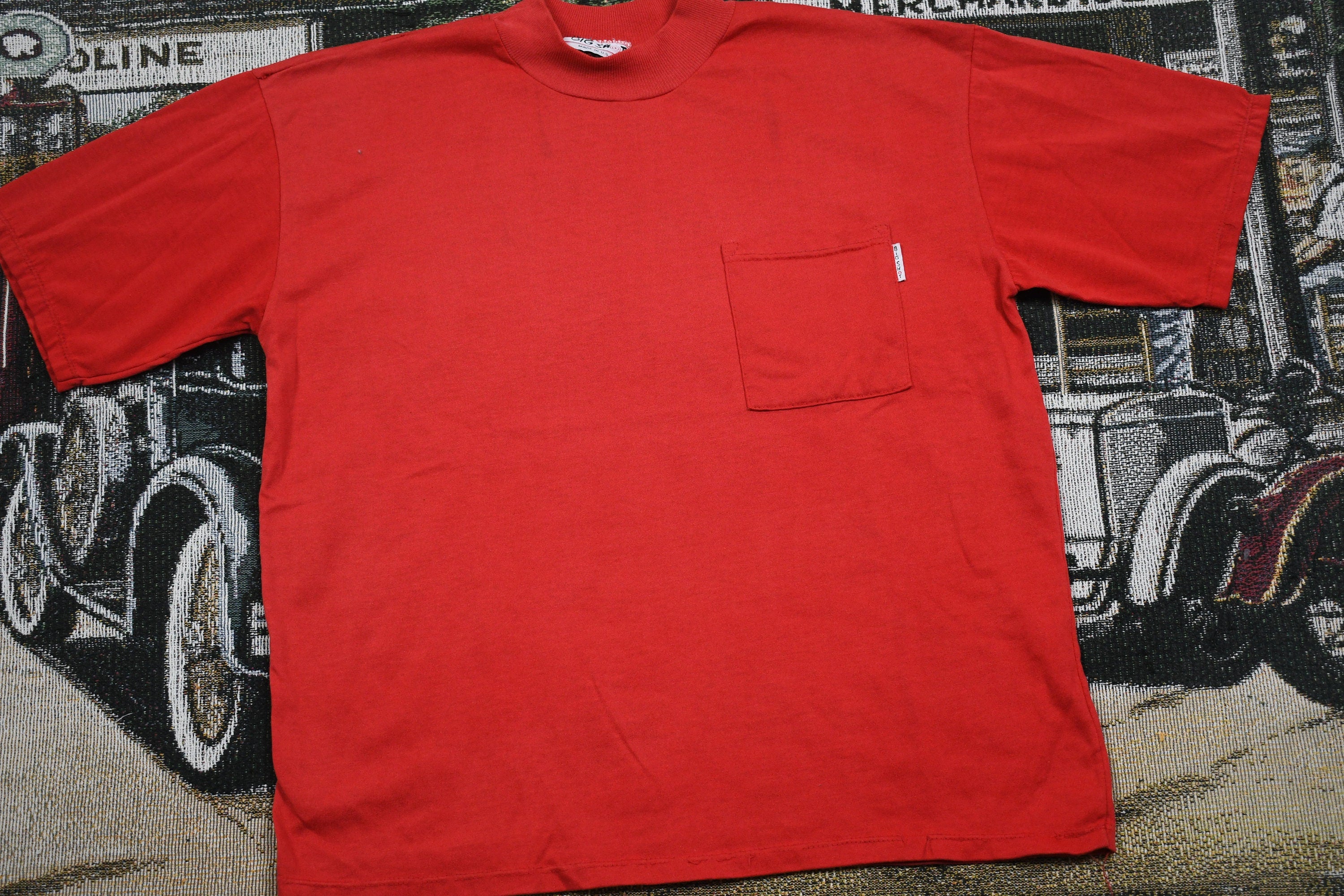 Vintage 1990s Big Shot Blank Red Pocket T Shirt