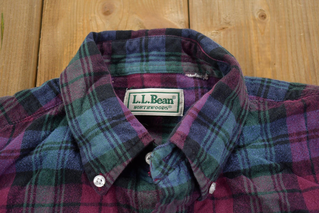 Vintage 1990s LL Bean Northwoods Plaid Flannel Button Up Shirt - Medium