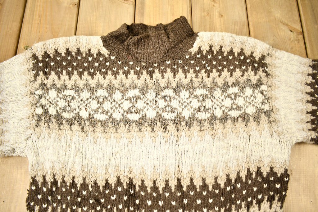 Vintage 1990s Hand Knitted Croft & Barrow Mockneck Sweater