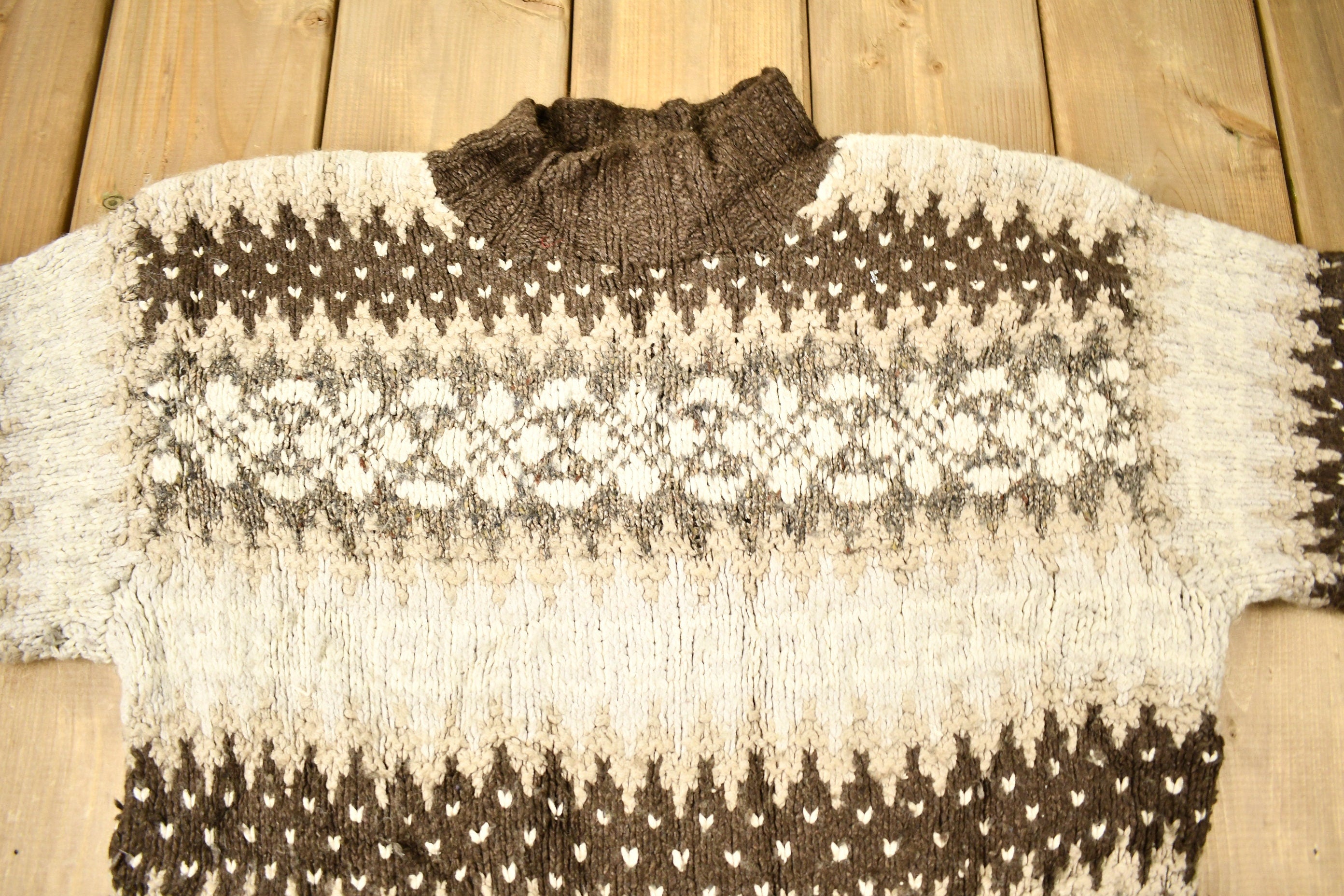 Vintage 1990s Hand Knitted Croft & Barrow Mockneck Sweater