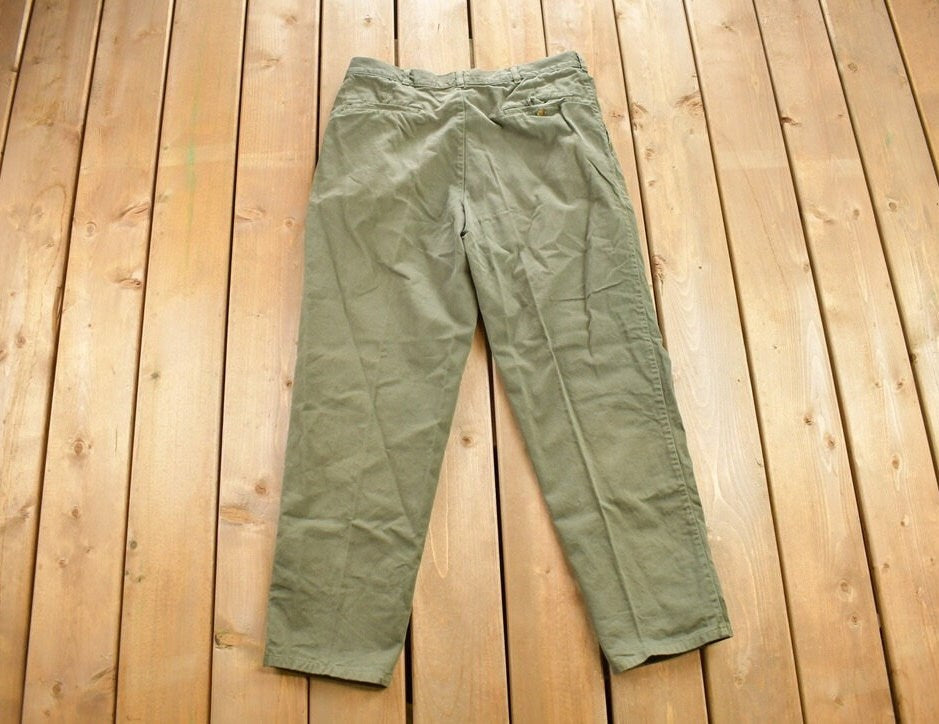 Vintage 1980s Denver Hayes Green Cargo Pants Size 32x30