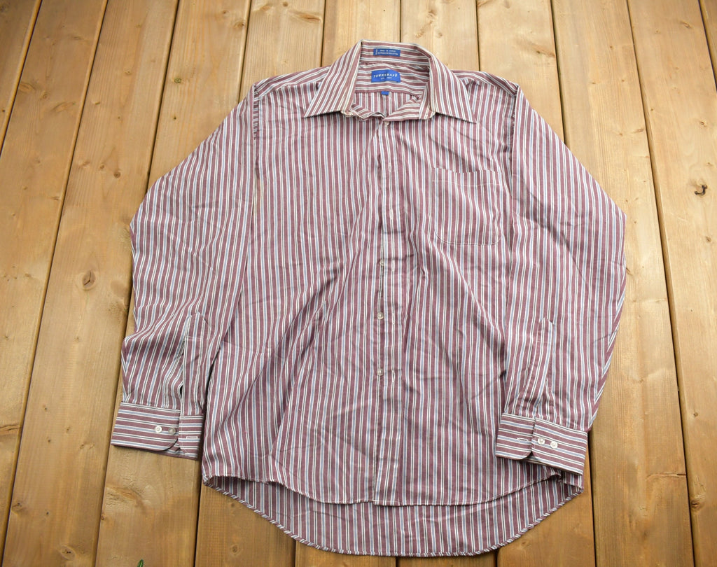 Vintage 1990s Towncraft Striped Button Up Shirt  1990s Button Up  Vintage Flannel  Basic Button Up