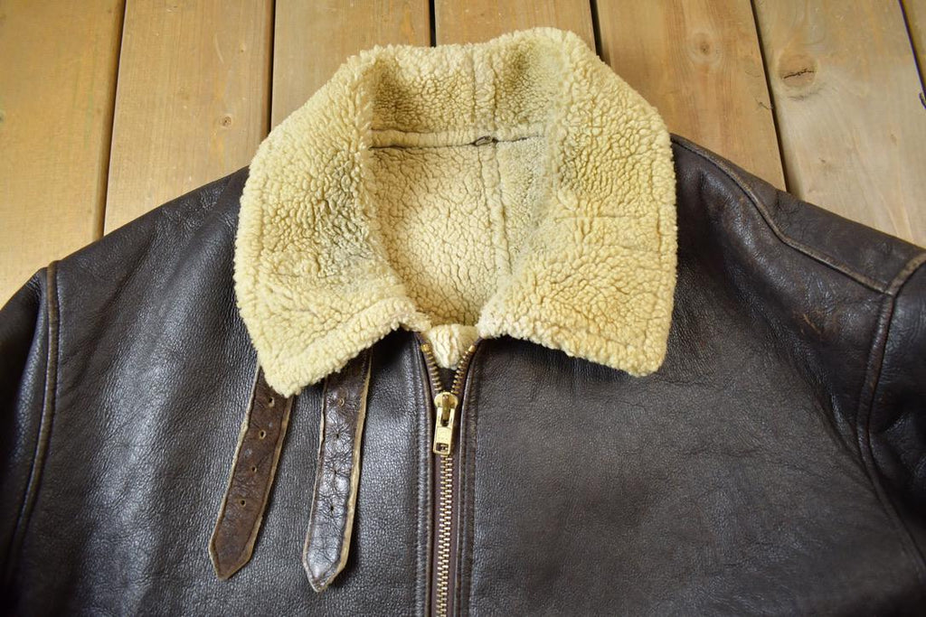 Vintage 1980s Authentic B3 Style Shearling Jacket Made In USA