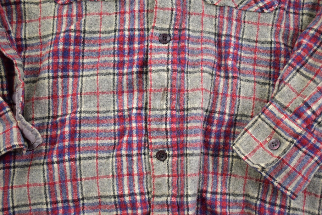 Vintage 1980s Richman Brothers Wool Plaid Flannel Button Up Shirt