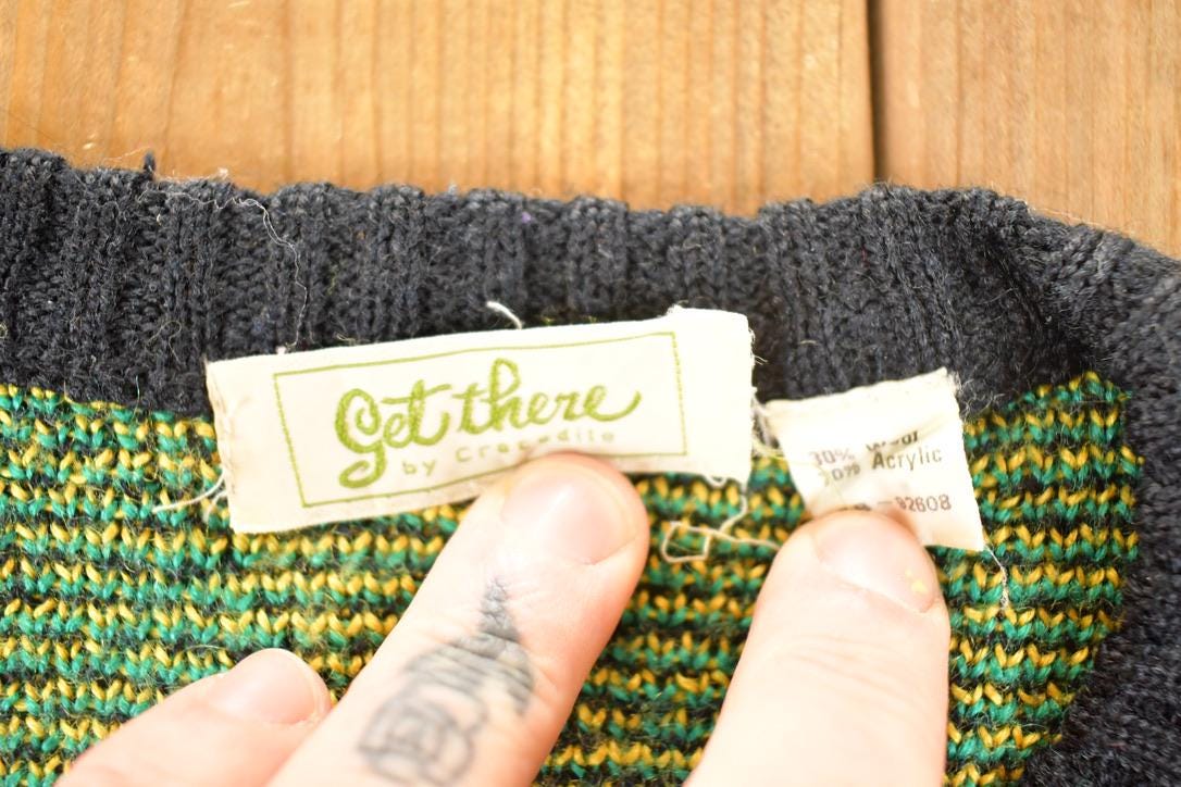 Vintage 1980s Abstract Knit Crewneck Sweater Mens S