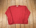 Vintage 1990s Eddie Bauer Red 3D Cable Knit Crewneck Sweater  Vintage 90s Crewneck  Abstract Patterns  Streetwear  Made In USA