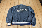 Vintage 1990s Goodyear Aero Space Snap Button Satin Jacket Made In USA