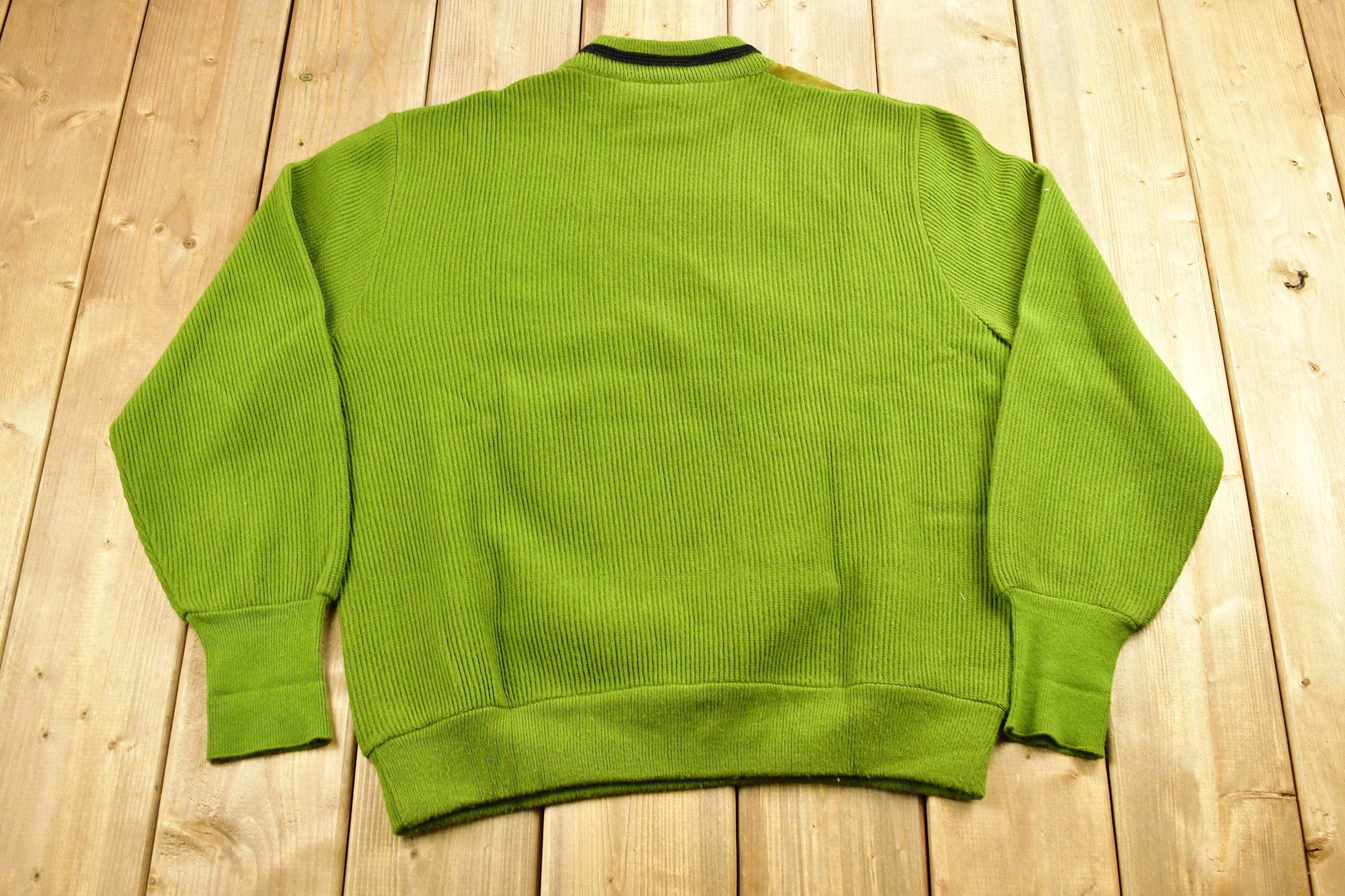 Vintage 1980s Lambskin Suede Knitted Crewneck Sweater