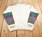 Vintage 1980s Abstract Pattern Etchings Knit Crewneck Sweater