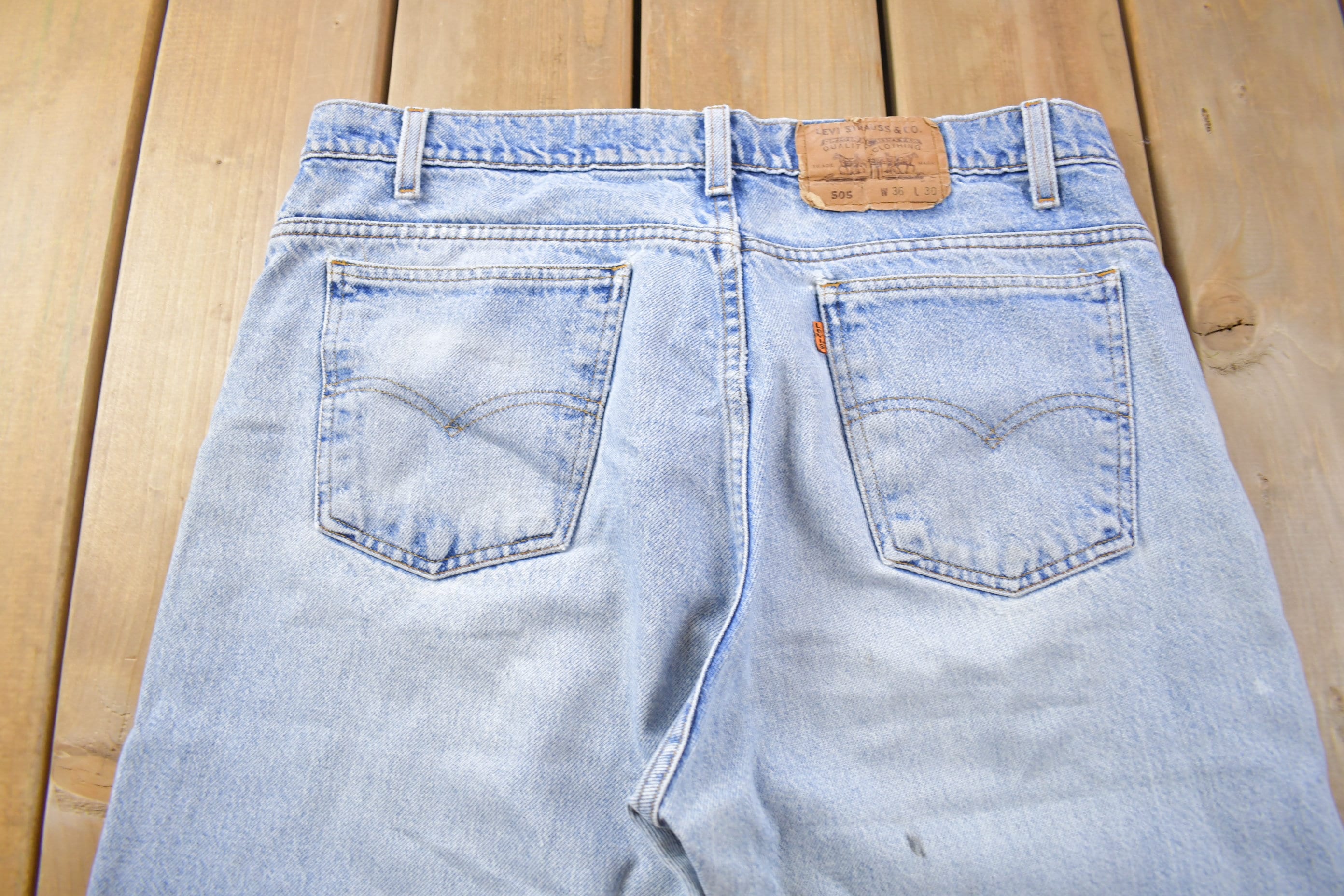 Vintage 1990s Levi's 505 Orange Tab Denim Jeans Size 36 x 27