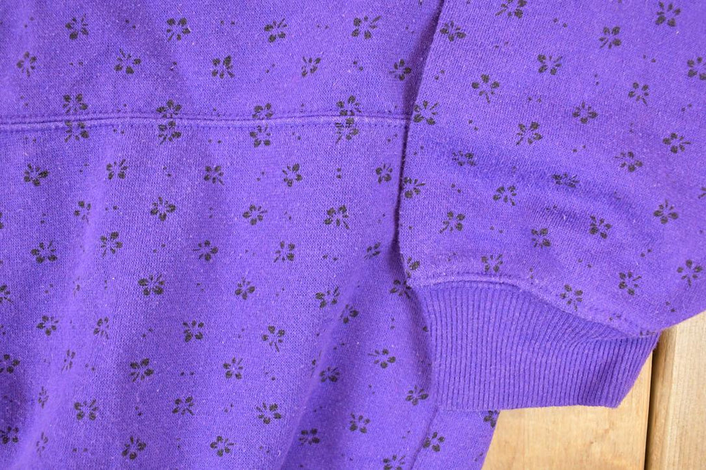 Vintage 1990s Trend Basics Button Mock Neck AOP Floral Graphic Print Crewneck Sweatshirt Womens XXL