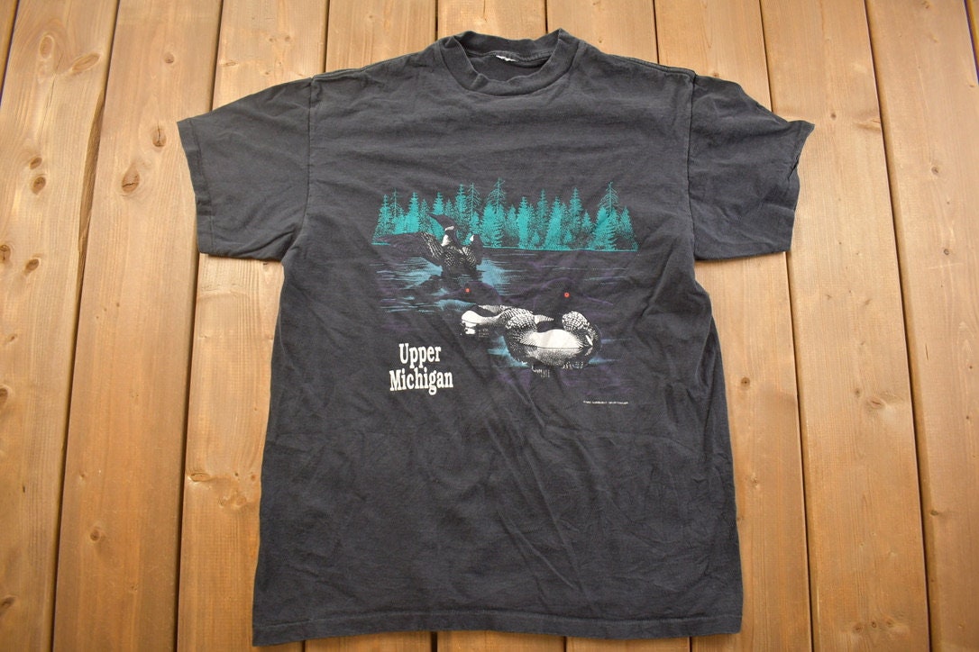 Vintage 1993 Upper Michigan Duck Themed Travel T-Shirt