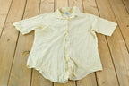 Vintage 1970s Light Yellow Subtle Dot Pattern Permanent Press Button Up Shirt