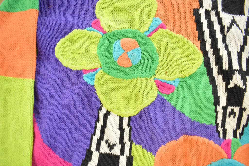 Vintage 1990s Western Connections Floral Knit Sweater Women's Medium