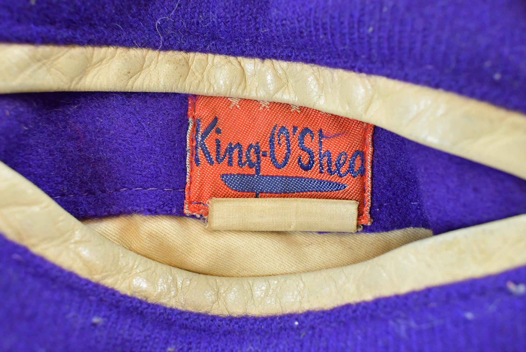 Vintage 1960s King-O Shea Wisconsin Purple Leather Wool Collegiate Varsity Jacket Men's S