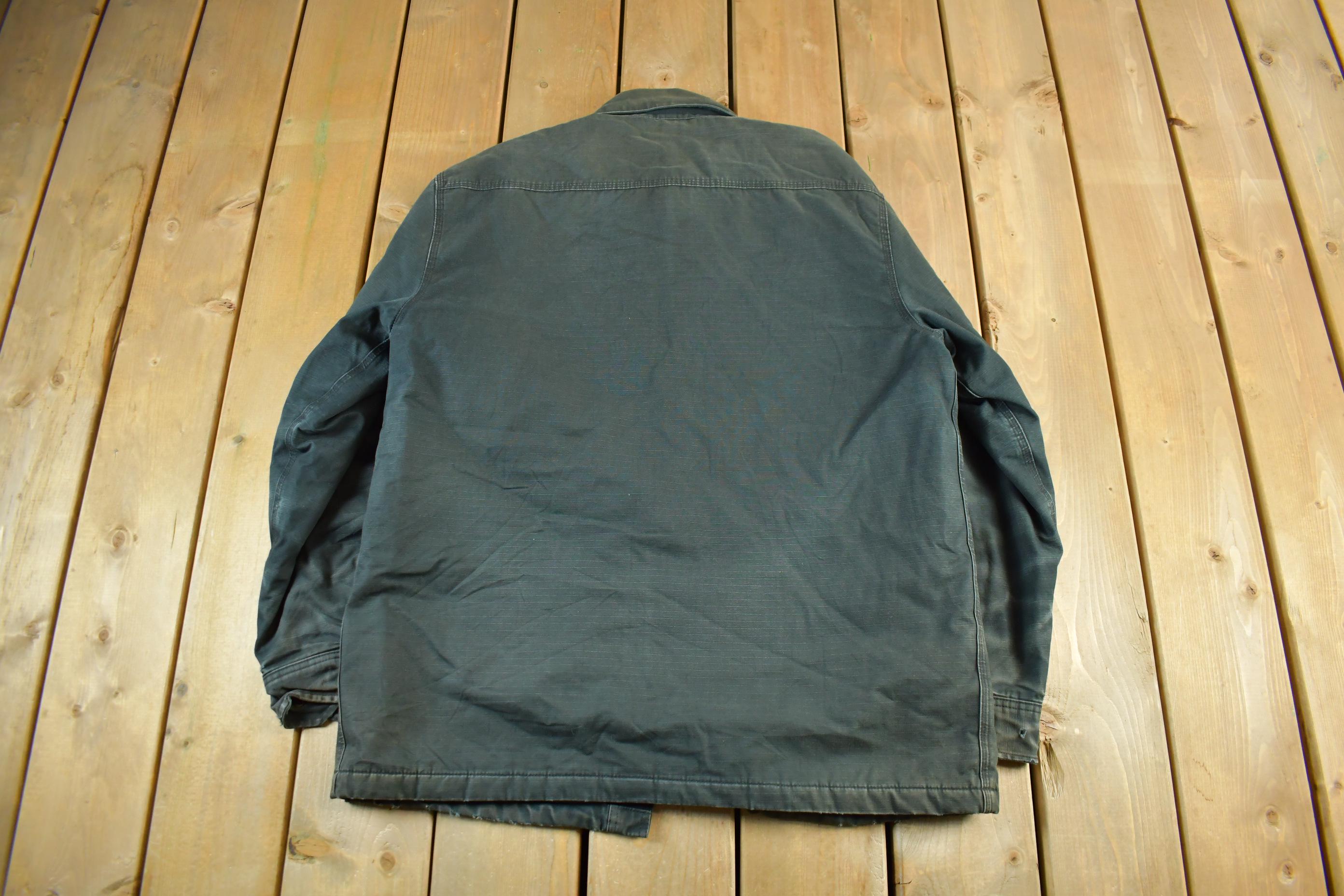 Vintage 1990s Distressed Sun Faded Carhartt Lined Shirt Jacket Men's Large
