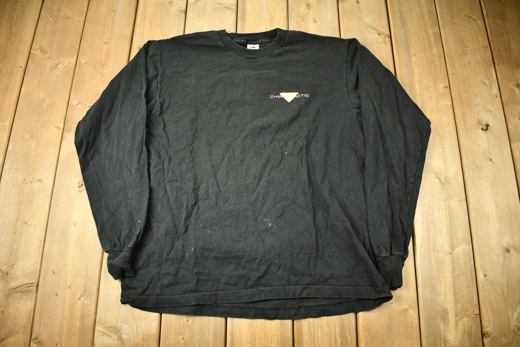 Vintage 1990 Adjust For The Health Of It Chiropractic Graphic Long Sleeve T-Shirt