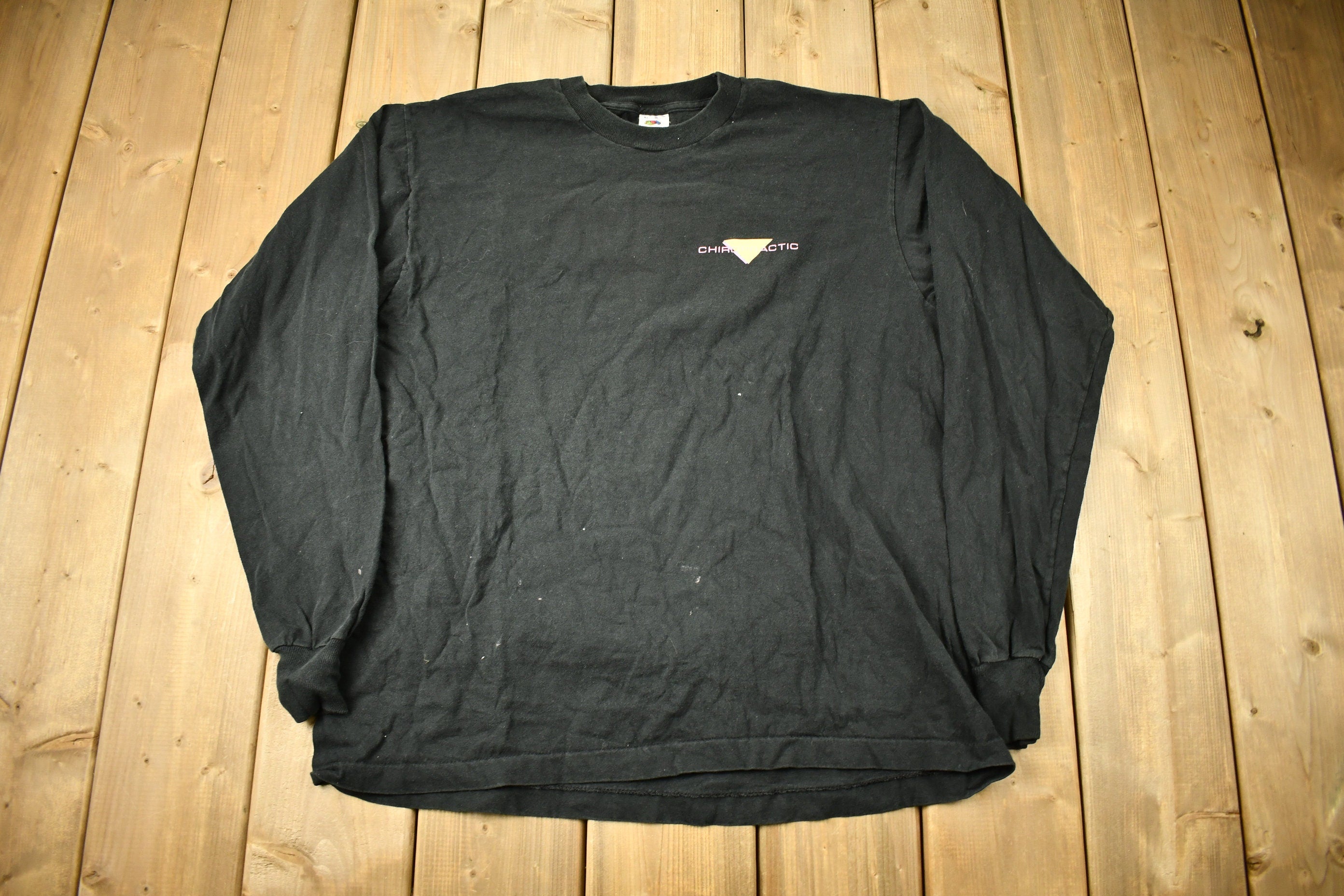 Vintage 1990 Adjust For The Health Of It Chiropractic Graphic Long Sleeve T-Shirt