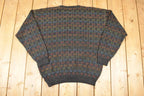 Vintage 1990s Fenzia Abstract Knit Crewneck Sweater Mens L