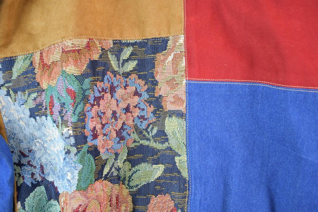 Vintage 1990s Koret City Blues Patchwork Button Up Sweater Jacket