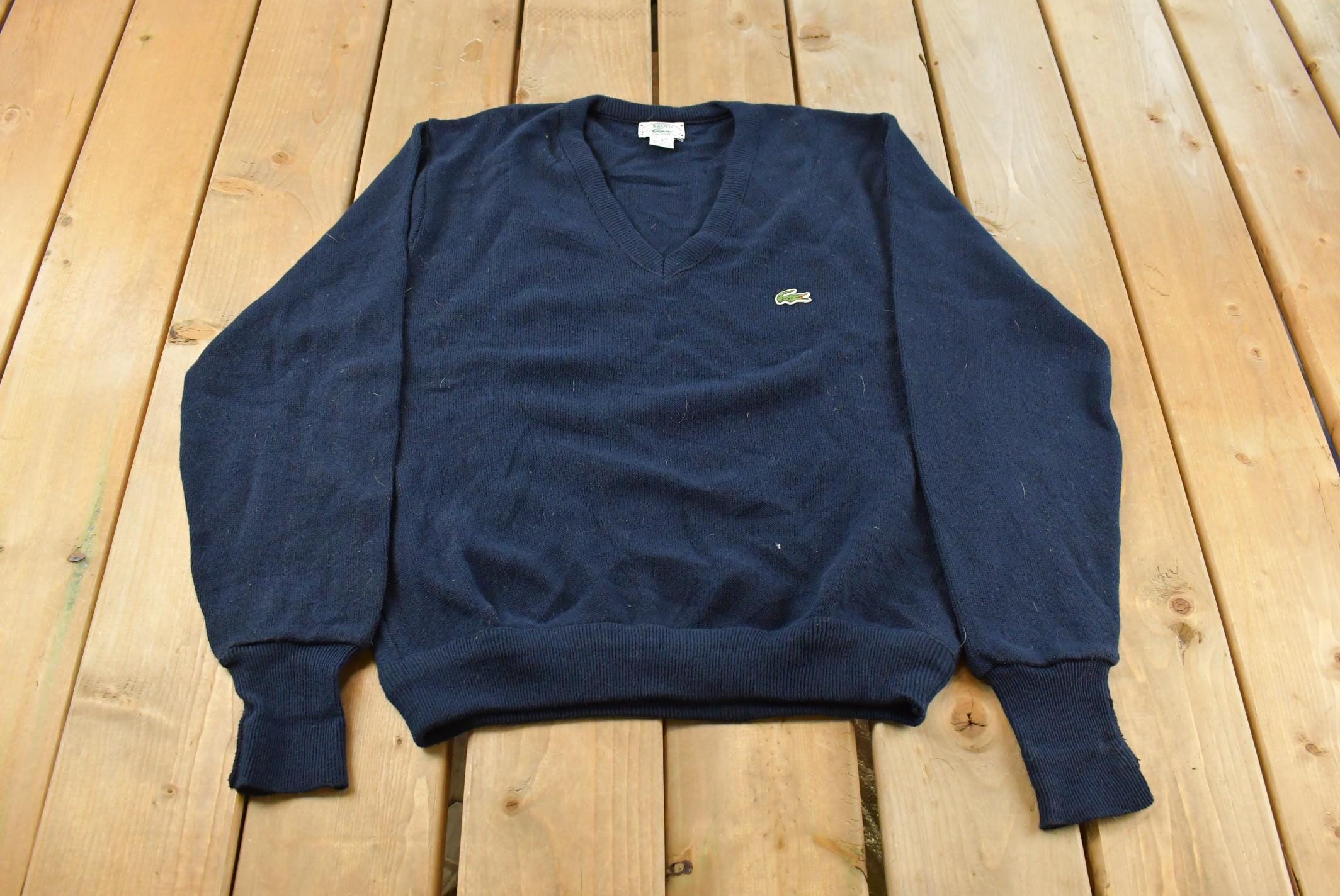 Vintage 1980s Izod Lacoste Knit V Neck Sweater Men's Medium