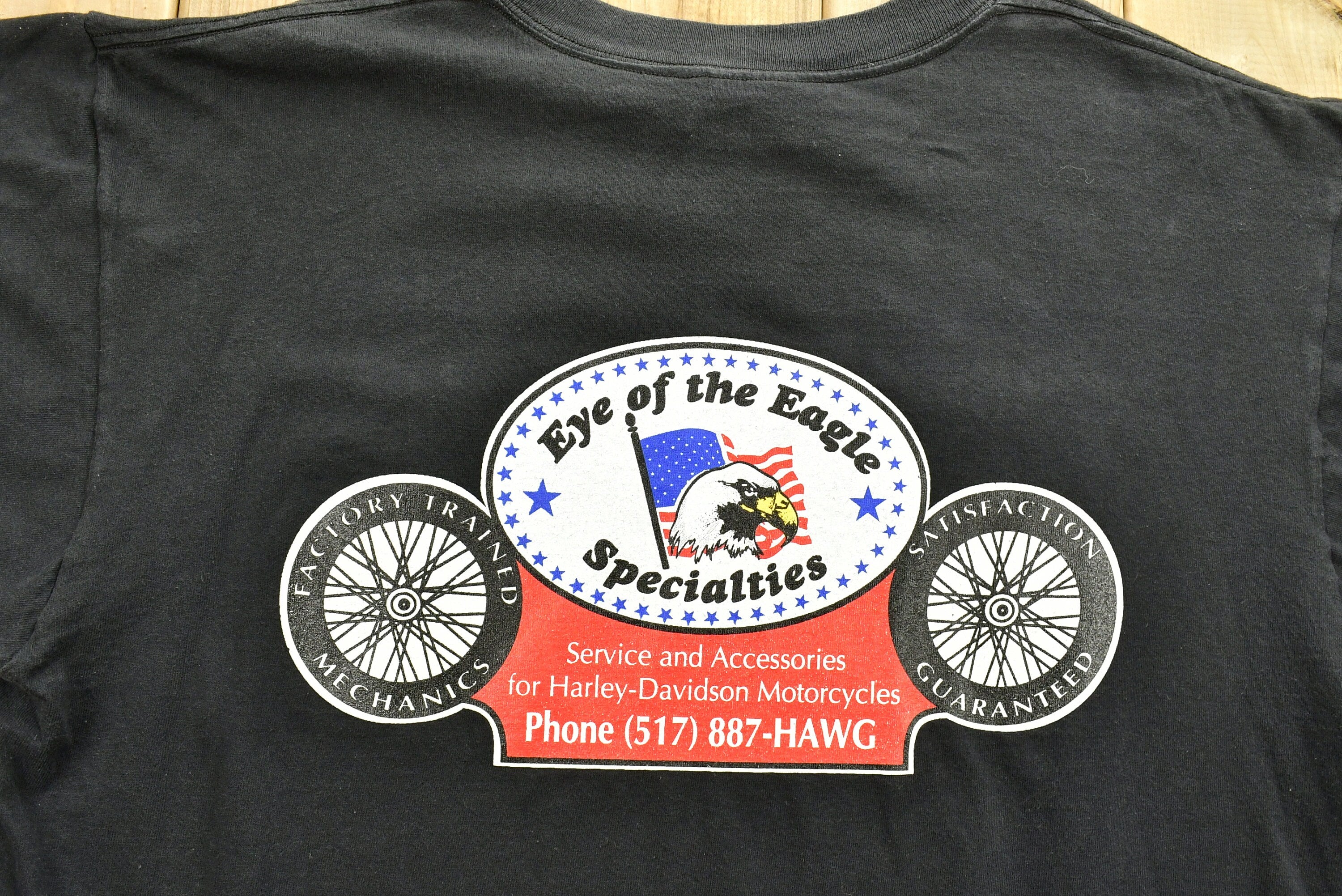 Vintage 90's Harley Davidson Motorcycles 3D Emblem Eye Of The Eagle Specialties T-Shirt