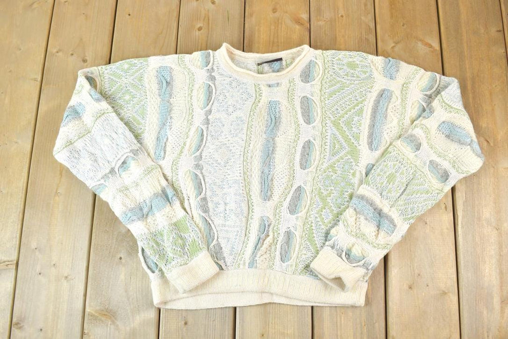 Vintage 1990s Coogi Made In Australia 3D knit 100% Cotton Abstract Pattern Crewneck Sweater