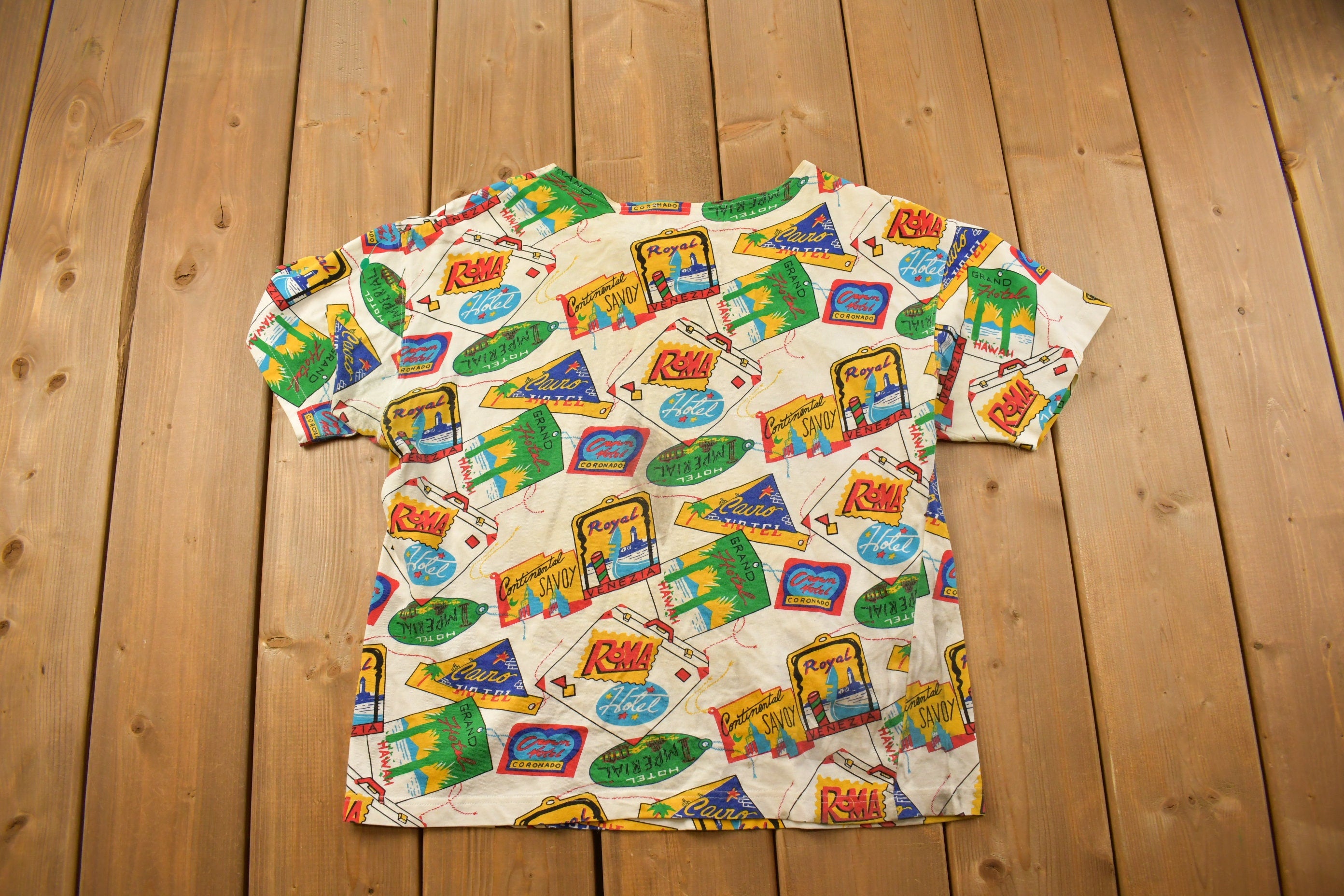 Vintage 1990s Westbound Travel All Over Print Graphic T Shirt