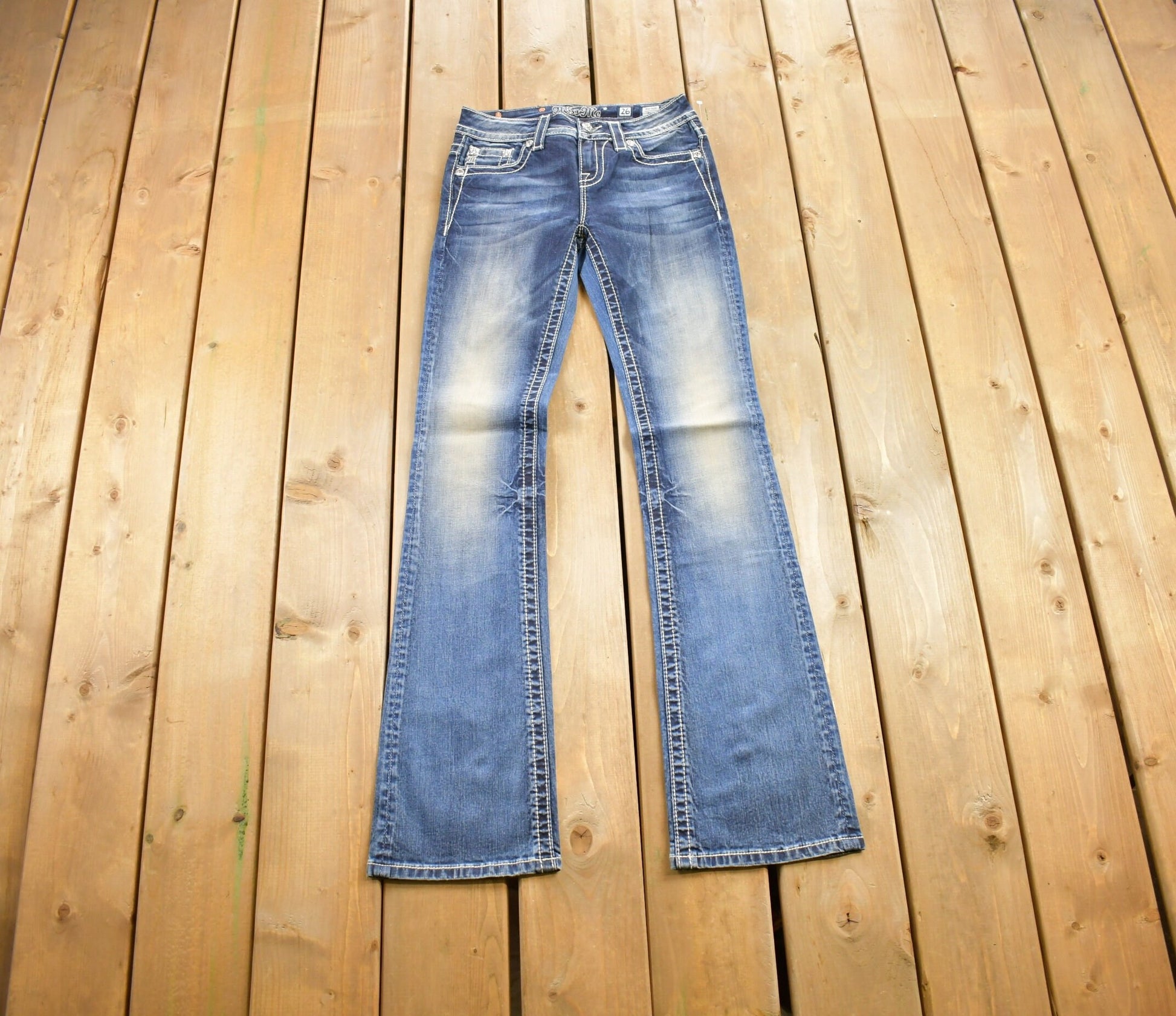 Vintage Y2K Miss Me Bedazzled Low Rise Jeans Size 26x34