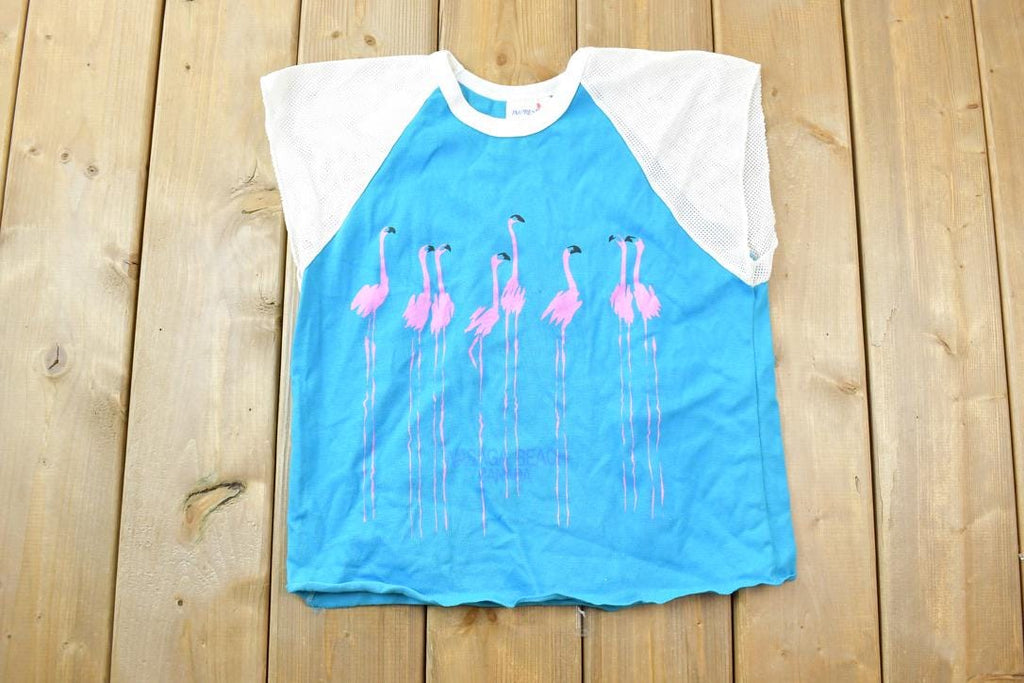 Vintage 1980s Wasaga Beach Mesh Sleeve Souvenir Tank Top / Streetwear / Made In Canada / Vacation Tee / Travel T Shirt