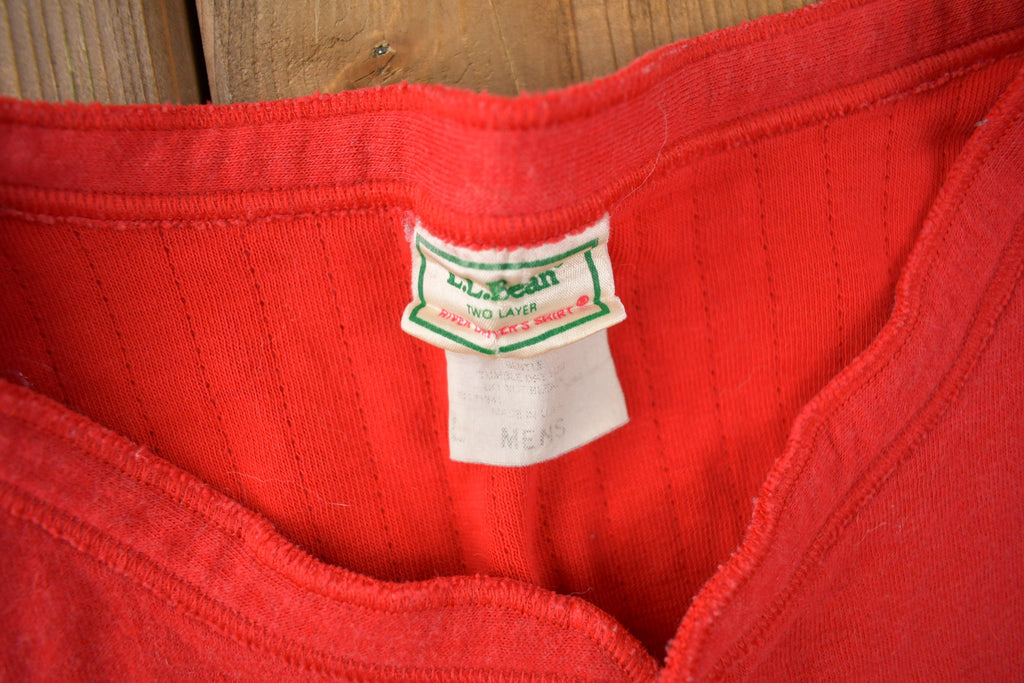 Vintage 1990s LL Bean Henley Thermal Sweatshirt Made In USA
