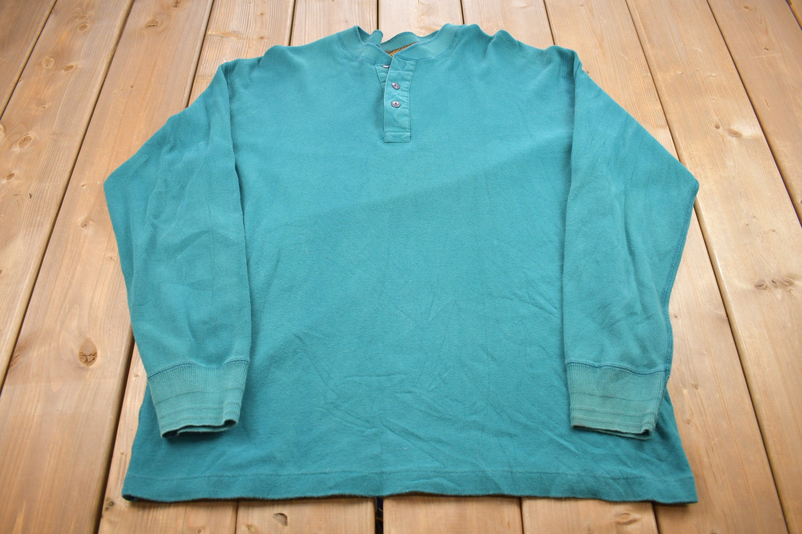 Vintage 1990s Eddie Bauer Henley Sweatshirt  90s Crewneck  Made In USA  Essential  Streetwear  90s  Casual Vintage Shirt