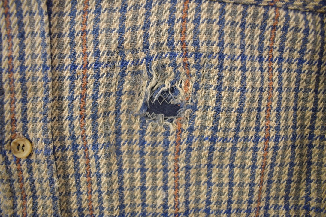 Vintage 1990s Atlantic Traders Plaid Flannel Button Up Shirt