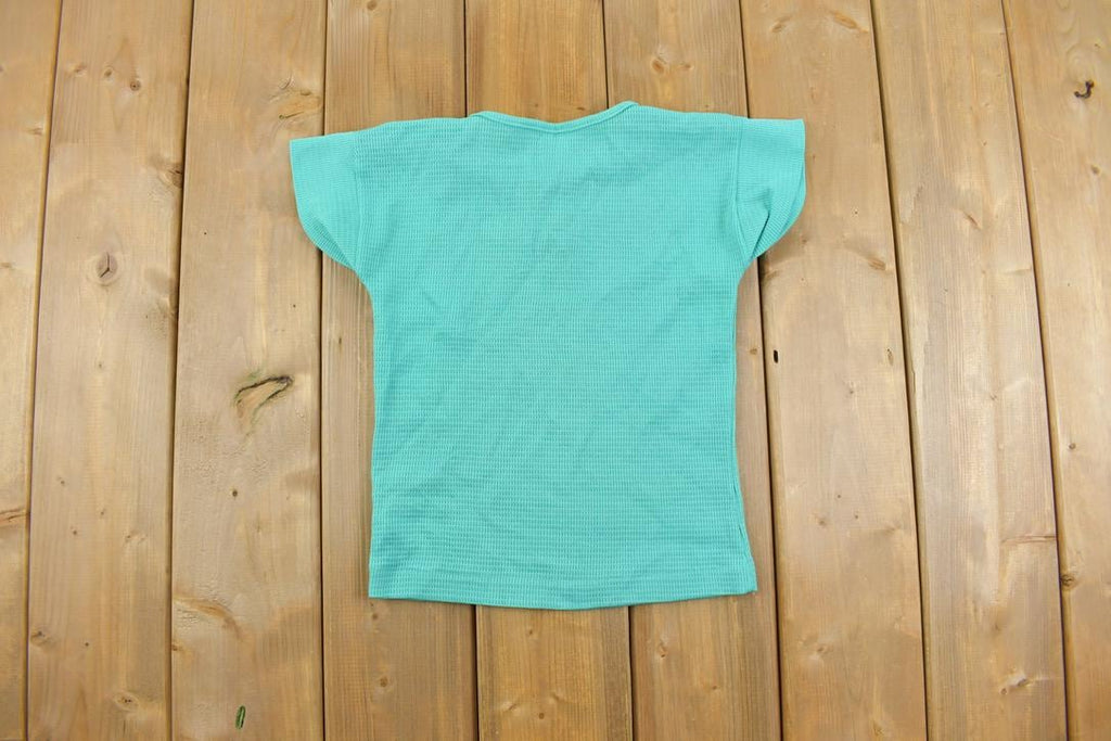 Vintage 1990s Our Girl Thermal Short Sleeve Quarter Button Up Shirt Made In USA