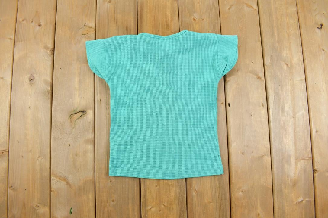 Vintage 1990s Our Girl Thermal Short Sleeve Quarter Button Up Shirt Made In USA