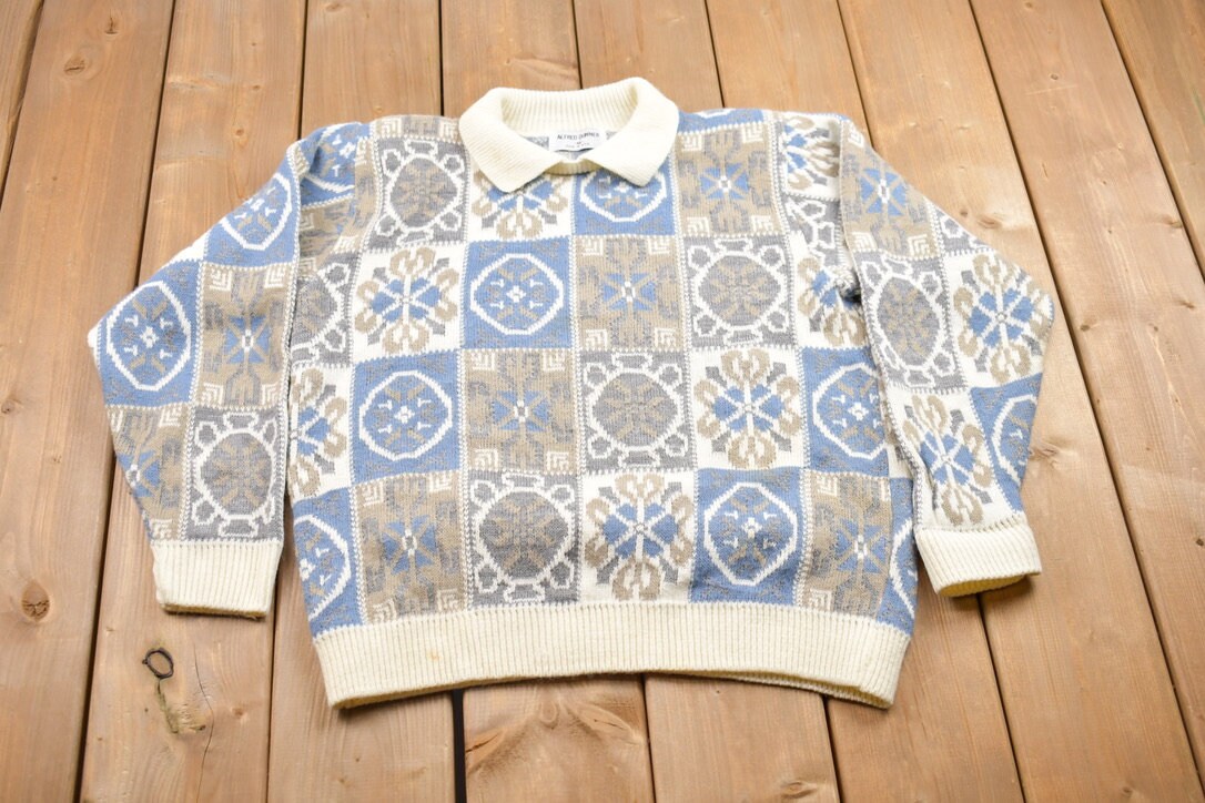 Vintage 1990s Alfred Dunner Knitted Collared Sweater /