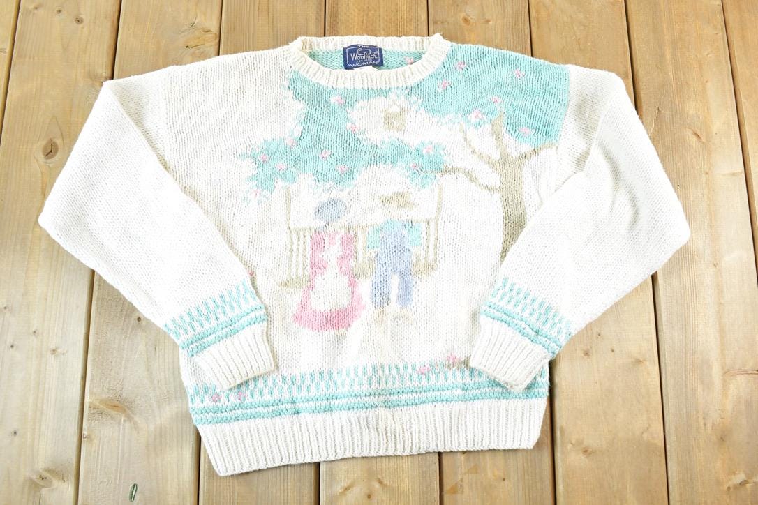 Vintage 1990s Woolrich Woman Knit Porch Swing Crewneck Sweater Womens S