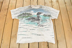 Vintage 1990s Loon All Over Print Nature Distressed T-Shirt Men's XL