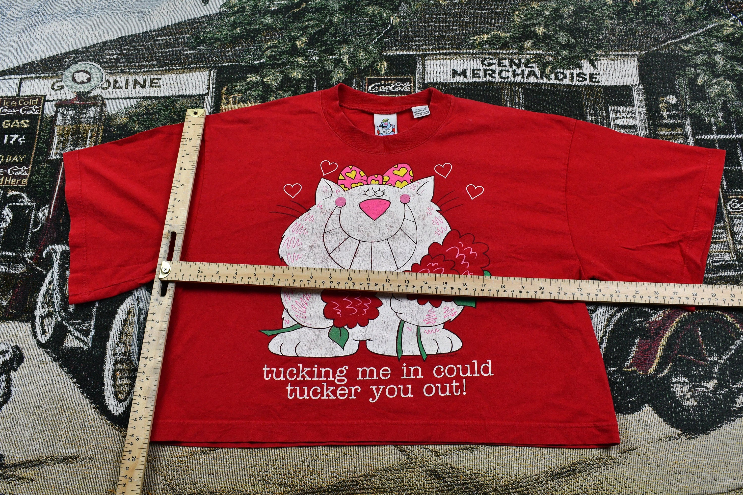 Vintage 1994 Tucking Me In Could Tucker You Out Cropped Single Stitch T-Shirt