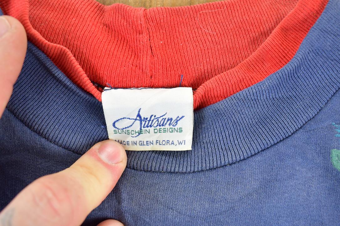 Vintage 1990s Artisans AOP Cardinal Double Collar Souvenir Crewneck Sweatshirt Made In USA