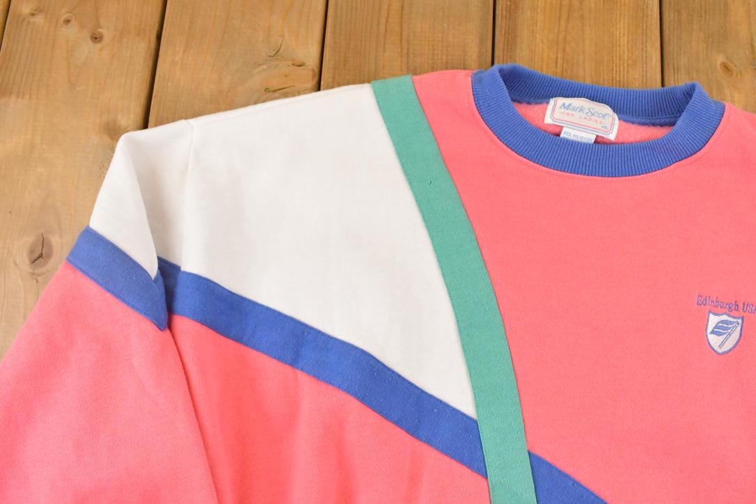 Vintage 1980s Mark Scot For Ladies Souvenir Color Block Crewneck Sweatshirt Women's L