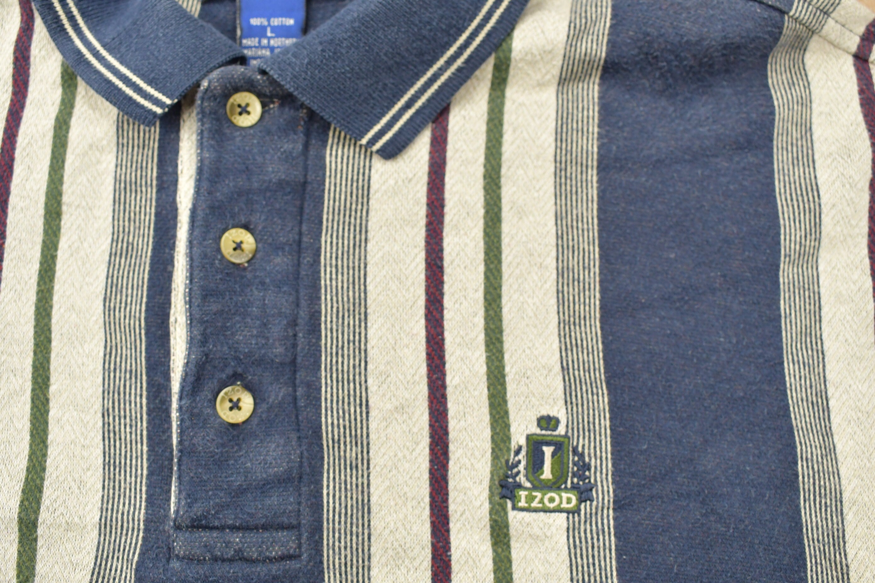 Vintage 1990s Izod Striped Collared Sweatshirt  90s Ralph Izod  Streetwear  Color Block  Collared Shirt  Casual Wear  Striped Izod