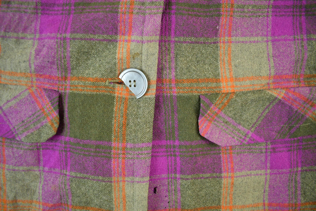 Vintage 1960s 1970s Wool Flannel Button Up Jacket Shirt Women's S-M