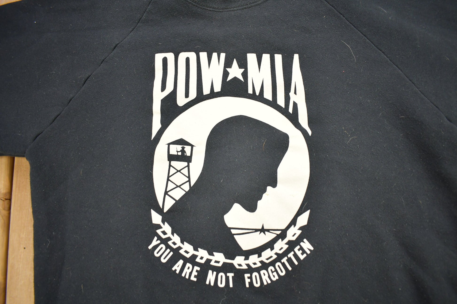 Vintage 1980s Prisoner Of War Missing In Action Your Are Not Forgotten Raglan Crewneck Sweatshirt