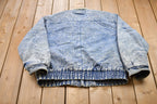 Vintage 1980s Acid Wash Aviator Denim Jean Jacket