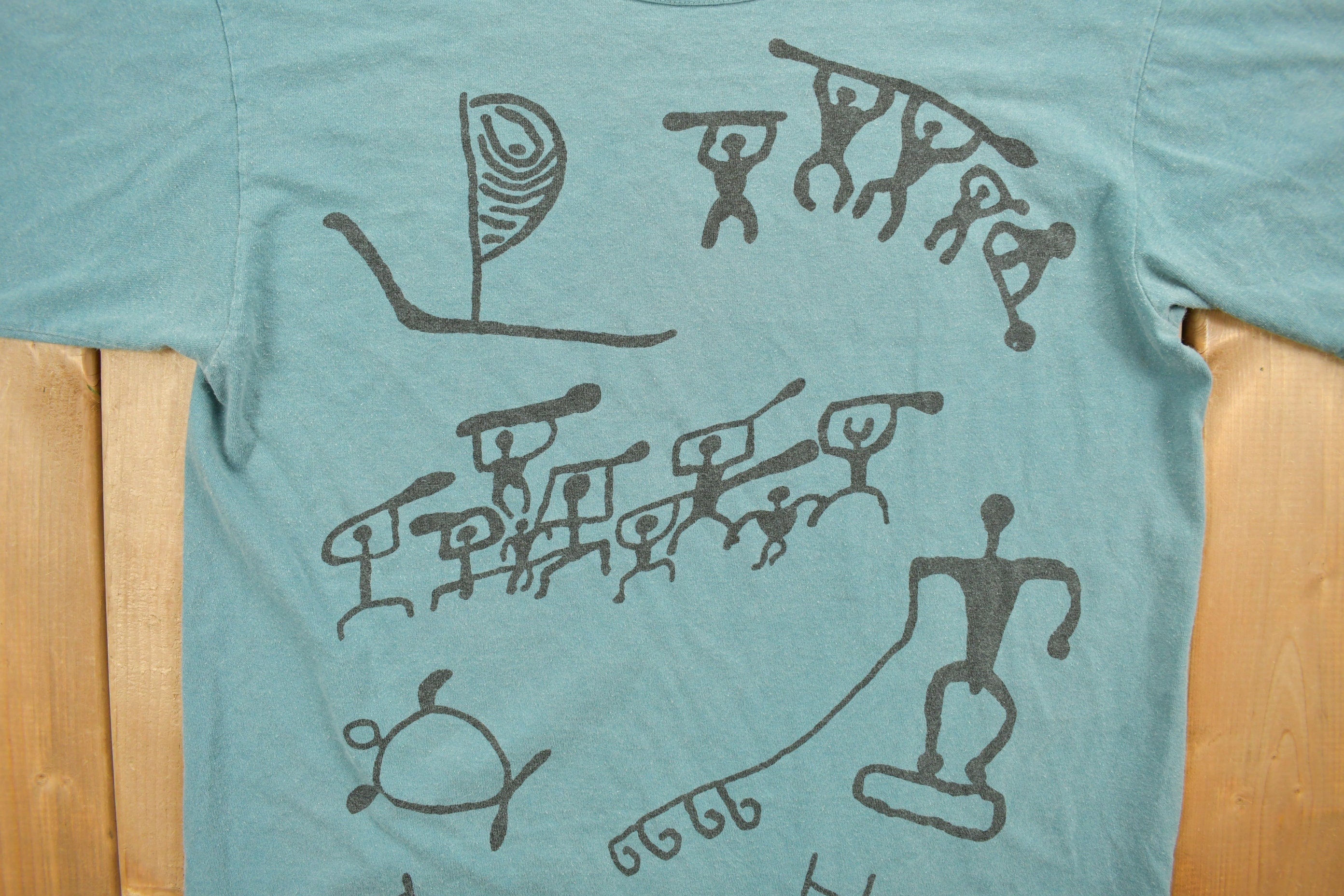 Vintage 1990s Tribal Ocean Themed Graphic T-Shirt  Beach  Retro Style  Made In USA  90s Graphic Tee  Casual Wear  Abstract