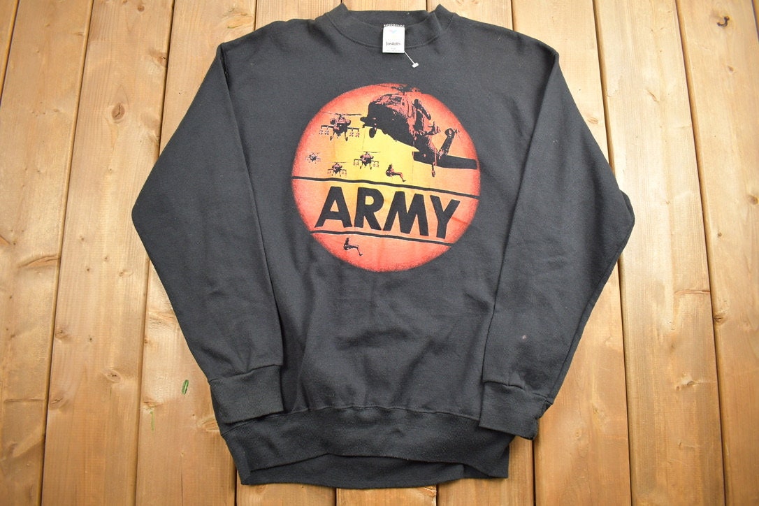 Vintage 1990s Army Helicopter Graphic Crewneck Sweatshirt